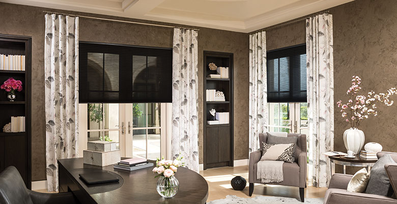 Cellular Shades with Layered Drapery