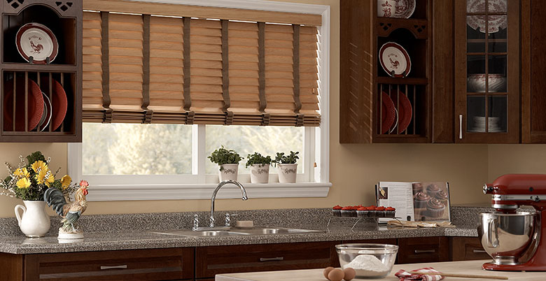 Faux Wood Blinds in Kitchen