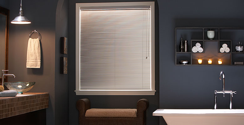 Mini Blinds in Bathroom Window