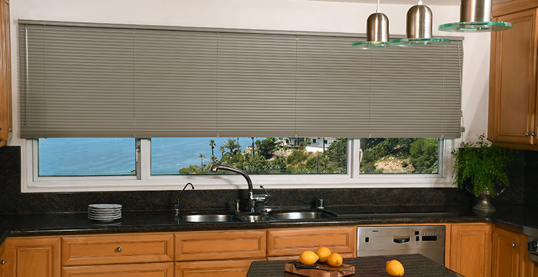 Mini Blinds in Grey in Kitchen