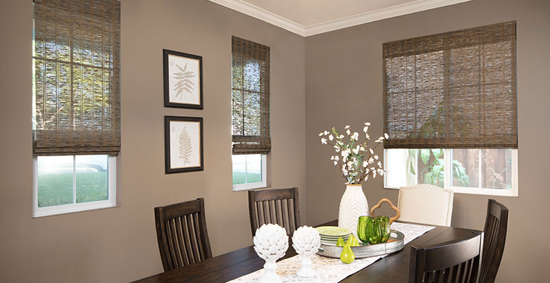 Woven Wood Shades in Dining Room