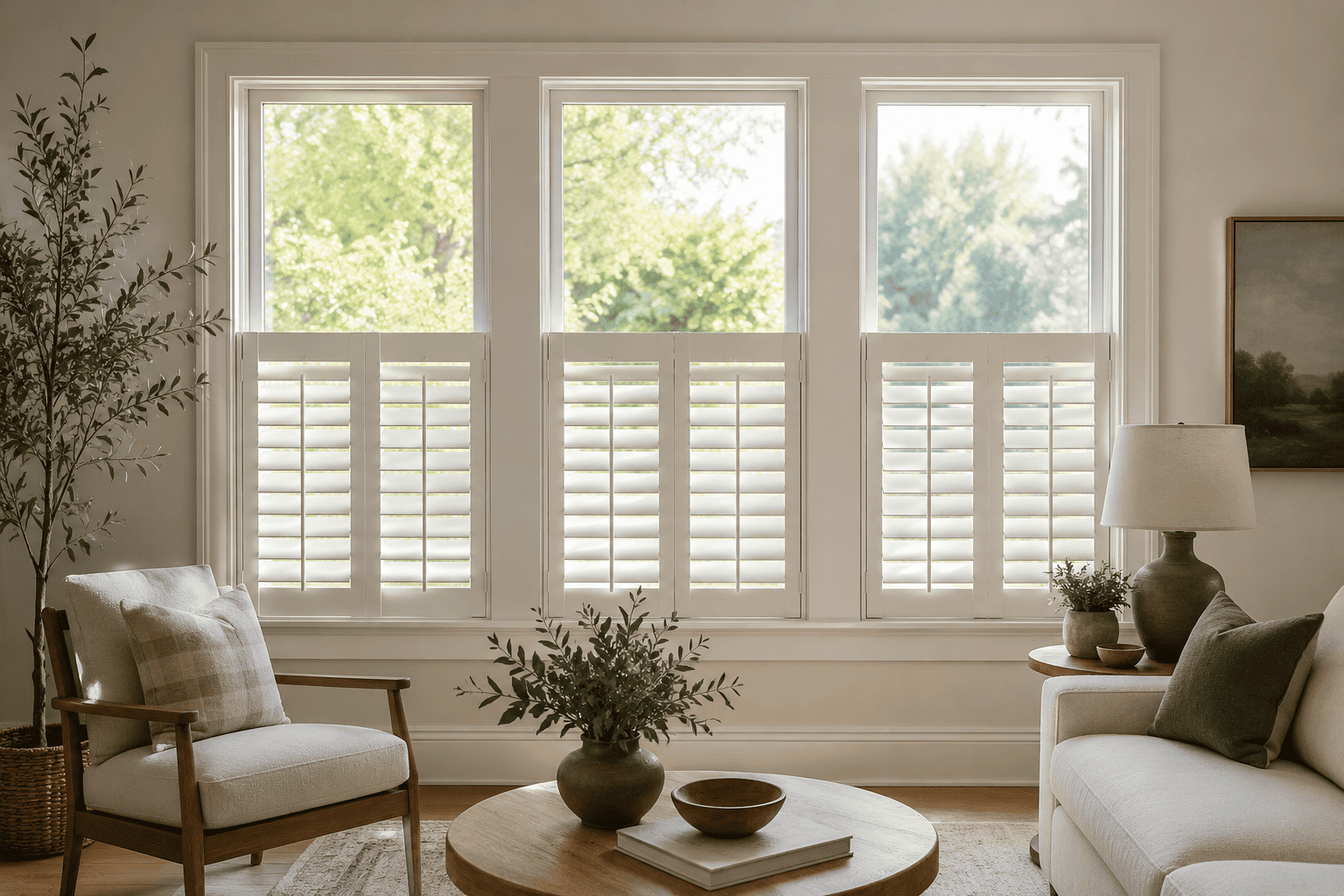 Octagon window shutters in bathroom