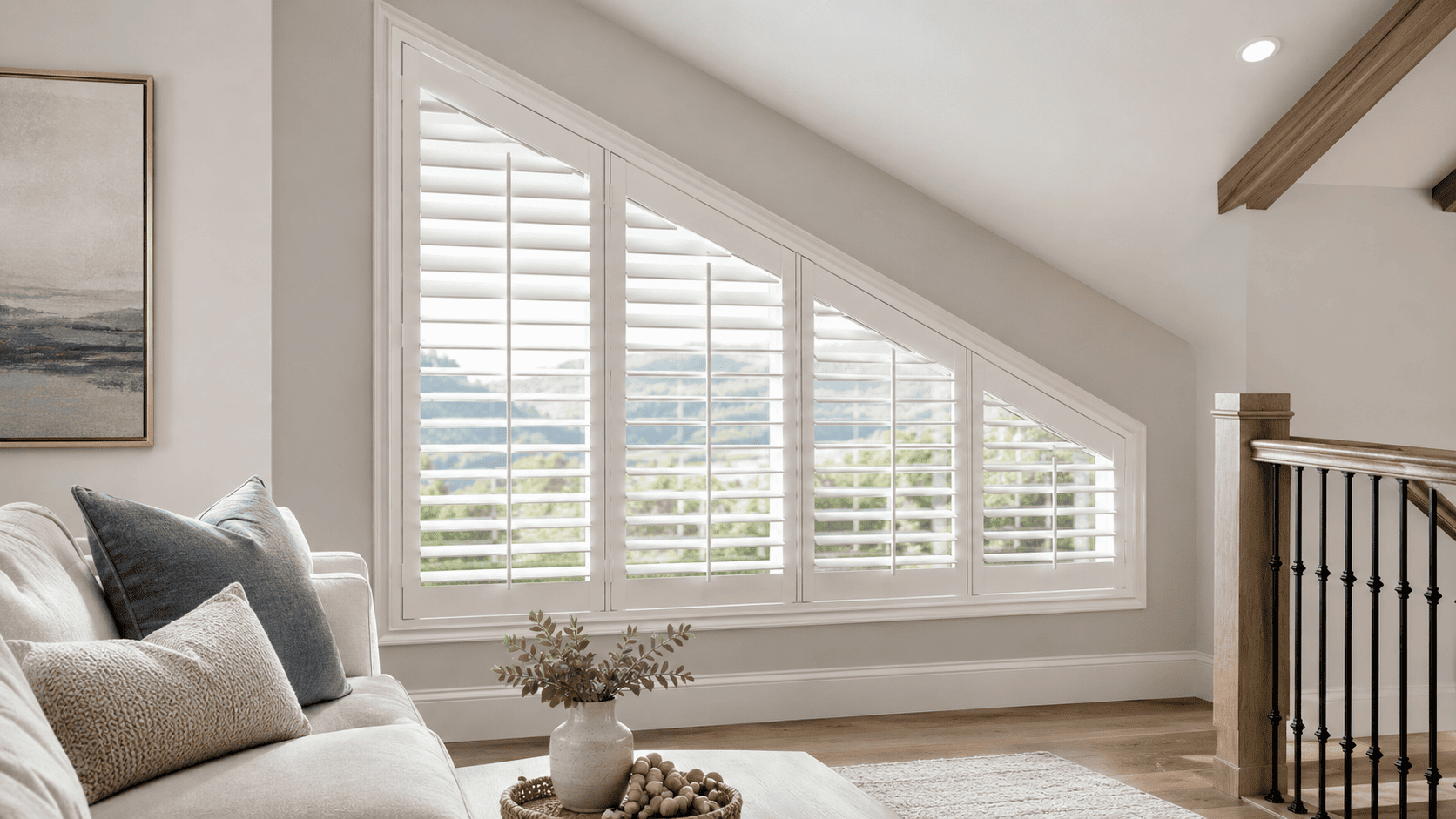 Custom shutters for a trapezoid window