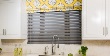 Grey Faux Wood Blinds in Kitchen